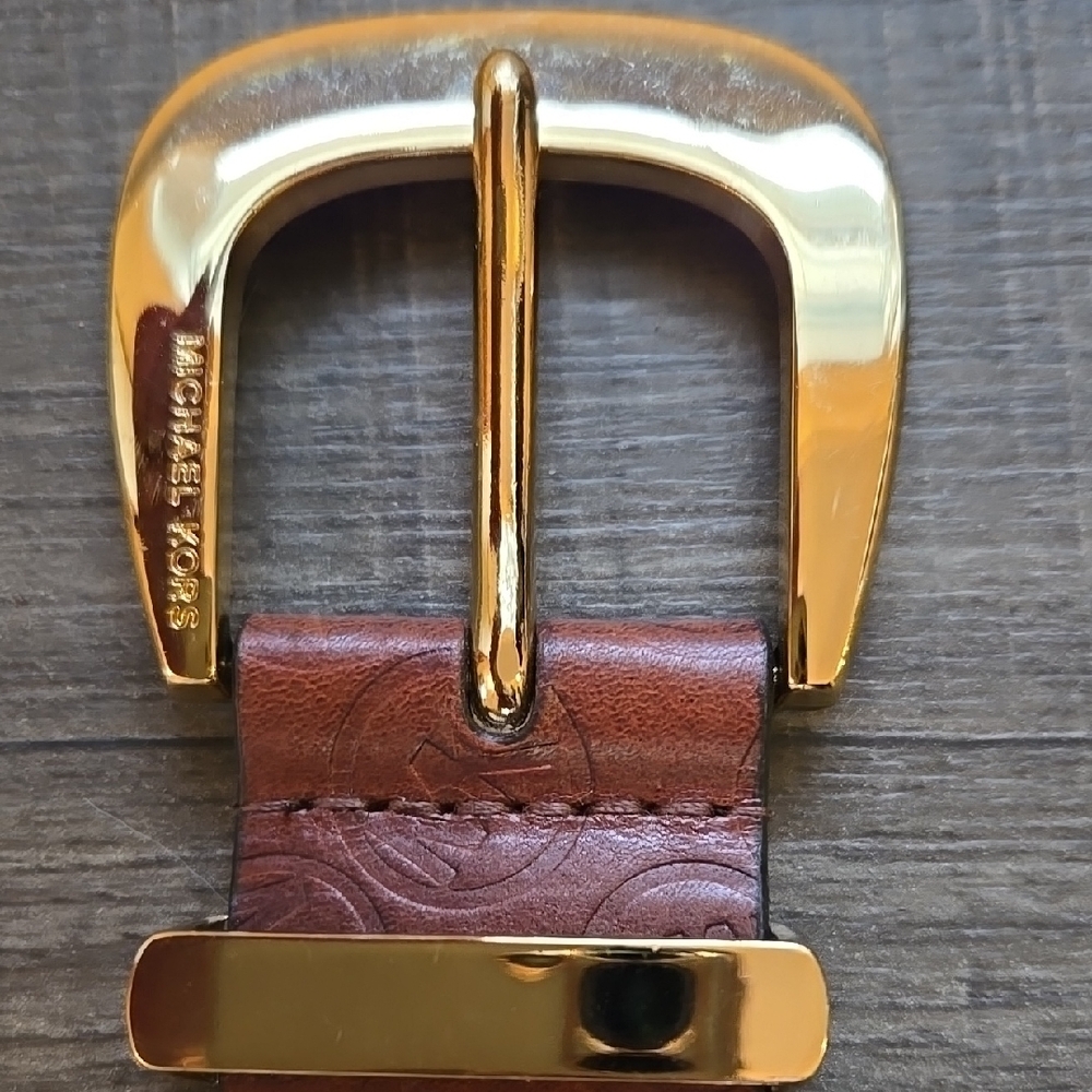 Michael Kors Gold and Brown Belt Buckle